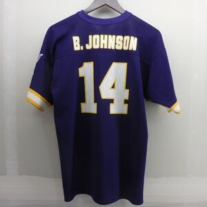 Vintage Minnesota Vikings Brad‎ Johnson 14 Jersey Logo 7 Purple XL 18/20 NFL 90s